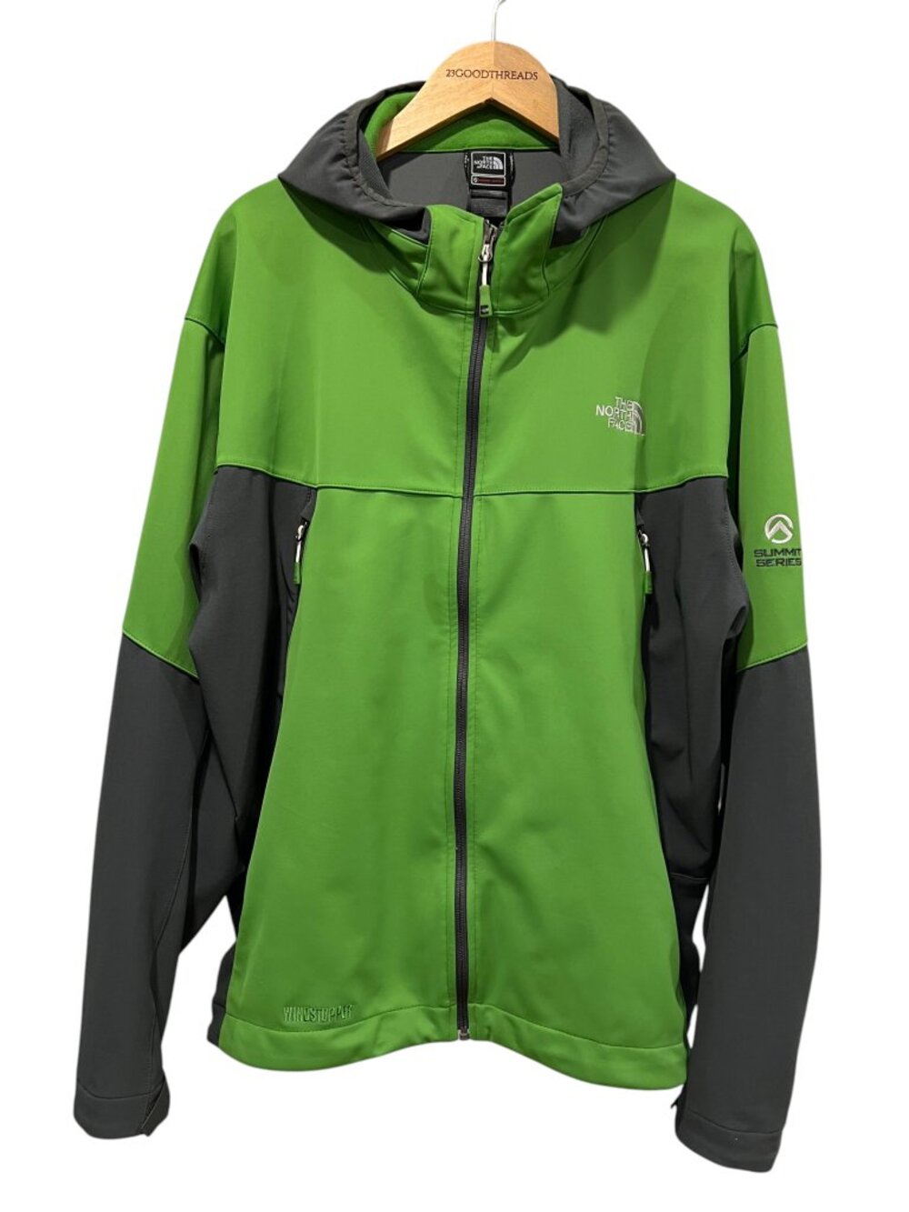 North Face Men's Full Zip Summit Series Windstopper Jacket, Green Gray, XXL